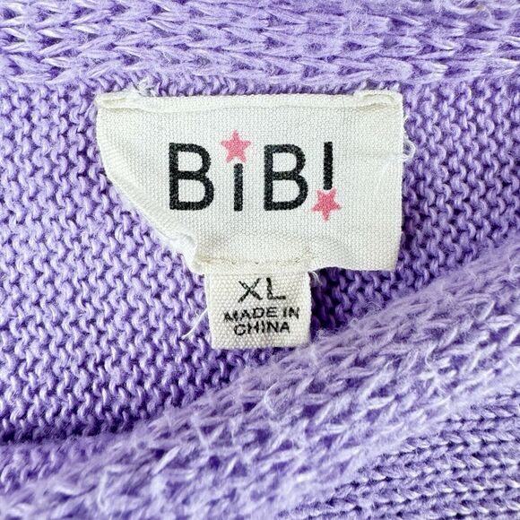 Bibi Daisy Days Print Cropped Sweater Oversized Kimono Sleeves Floral  Purple XL - Picture 12 of 15